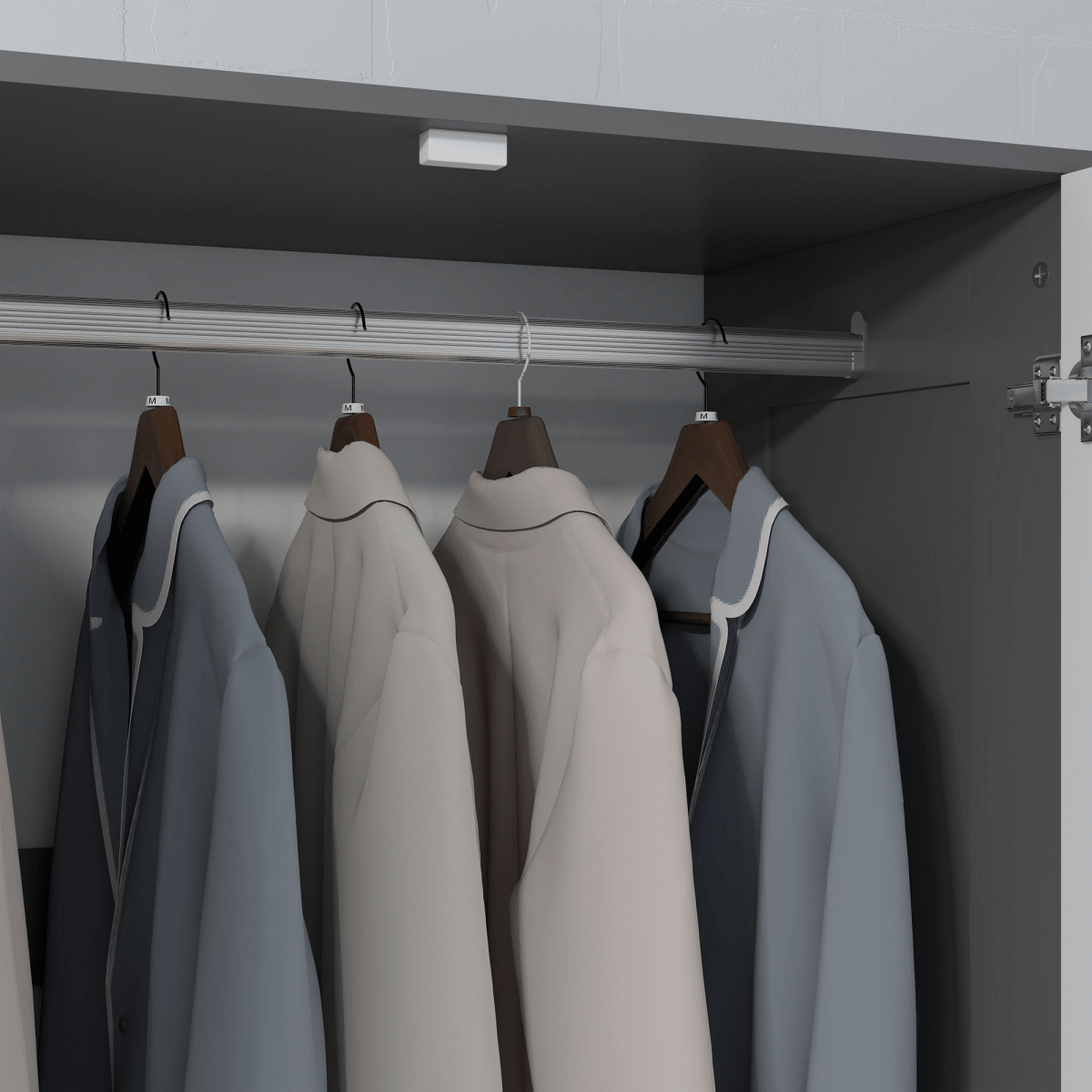 2-Door Wardrobe with 3 Drawers & Hanging Rail in Grey - Stylish Storage Solution for Your Space - JP Haus