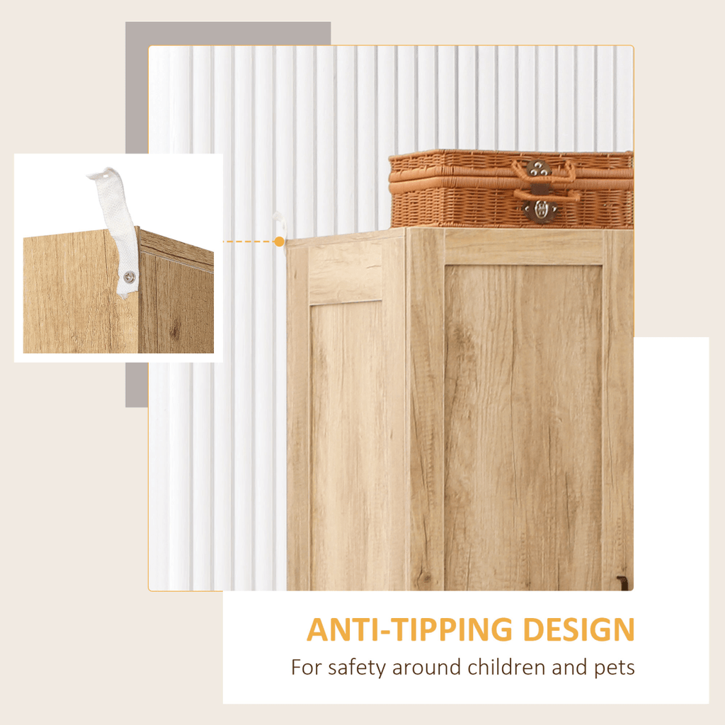 2-Door Wardrobe with Drawers & Hanging Rail – Natural Wood Effect - JP Haus