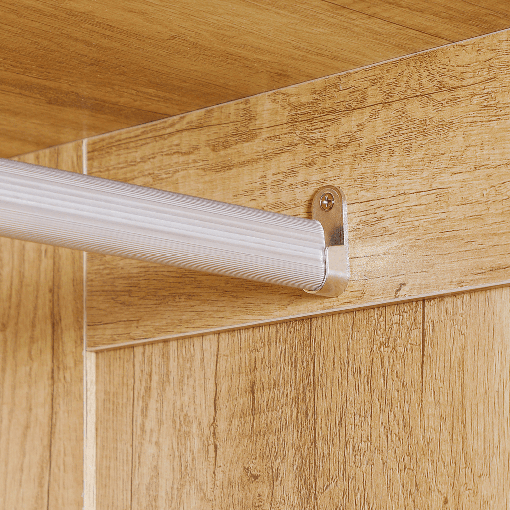 2-Door Wardrobe with Drawers & Hanging Rail – Natural Wood Effect - JP Haus
