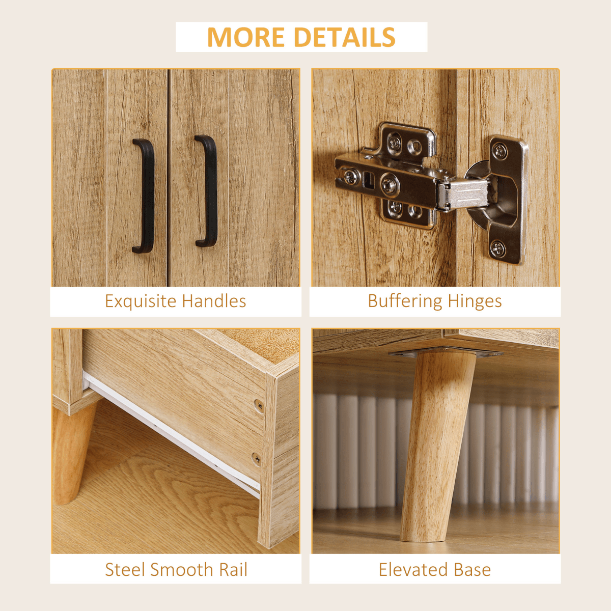 2-Door Wardrobe with Drawers & Hanging Rail – Natural Wood Effect - JP Haus