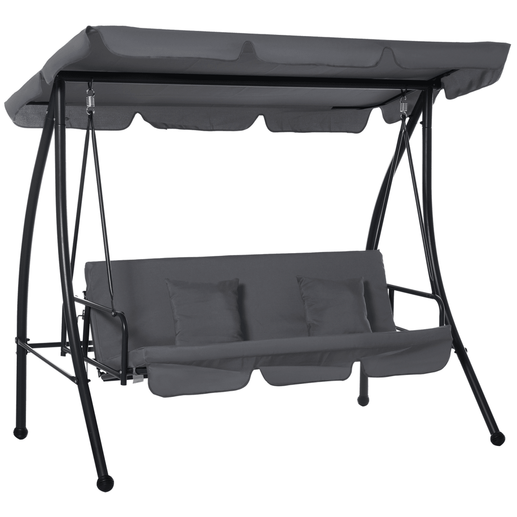 2-in-1 Patio Swing Chair & Lounger - 3-Seater in Dark Grey - JP Haus