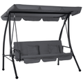 2-in-1 Patio Swing Chair & Lounger - 3-Seater in Dark Grey - JP Haus