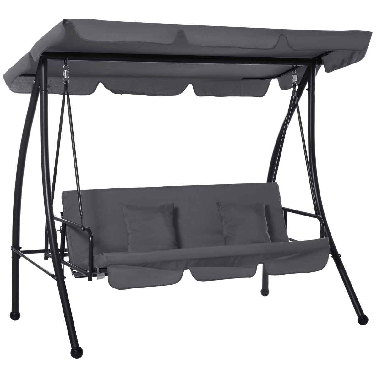 2-in-1 Patio Swing Chair & Lounger - 3-Seater in Dark Grey - JP Haus