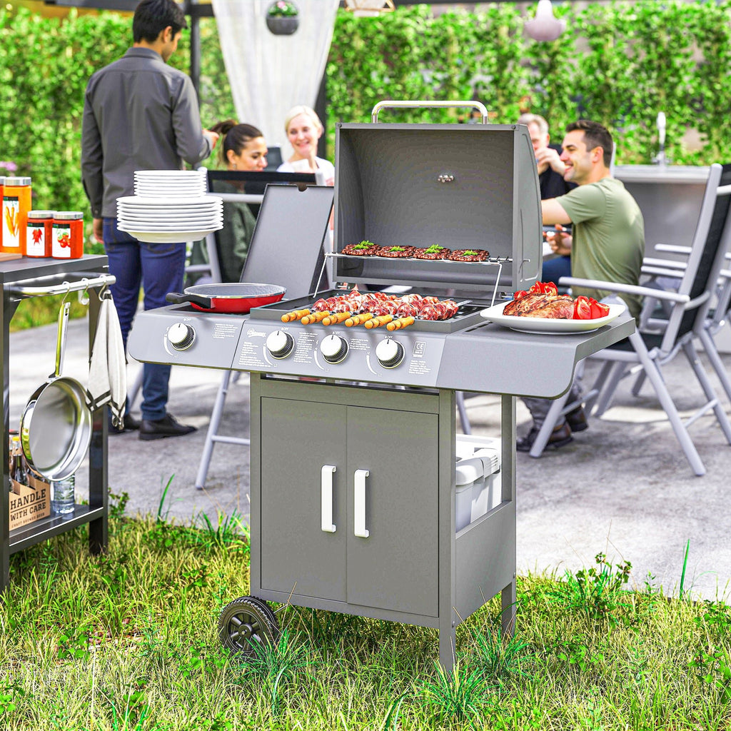 3+1 Burner Gas BBQ Grill – Grey - JP Haus