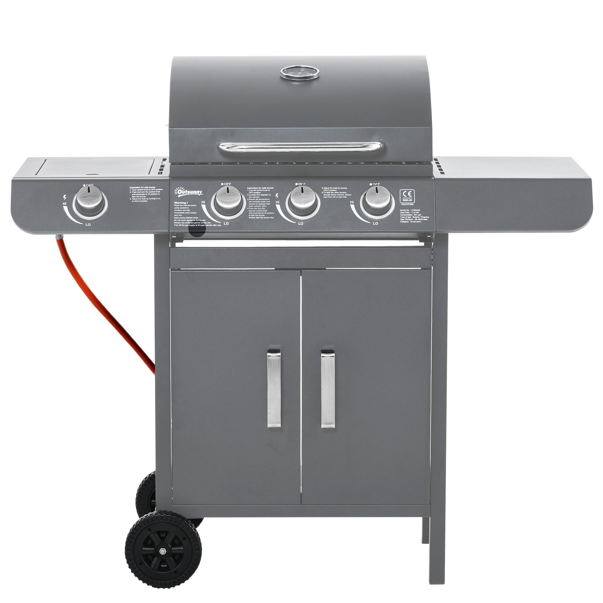 3+1 Burner Gas BBQ Grill – Grey - JP Haus