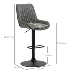 Set of 2 Adjustable Swivel Bar Stools – Grey PU Leather - JP Haus