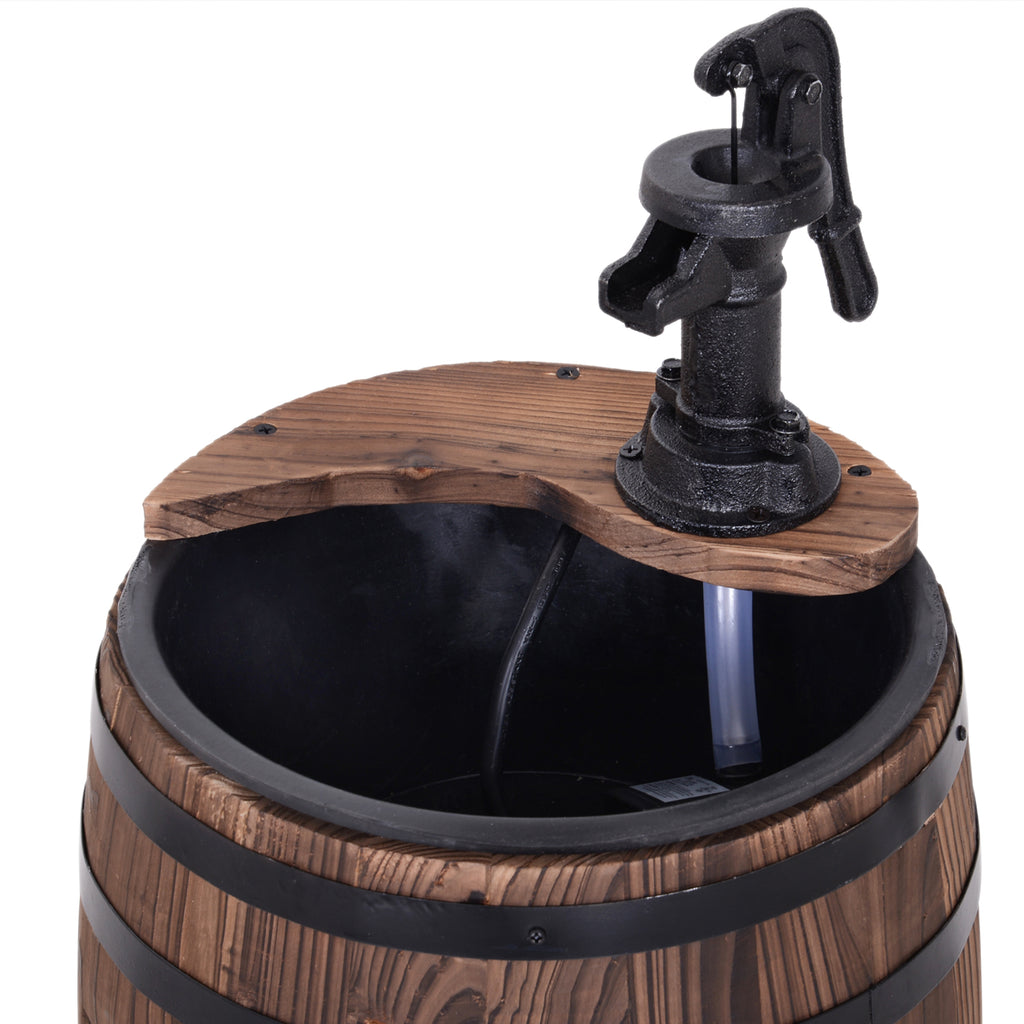 Retro Wood Barrel Water Pump Garden Fountain - JP Haus