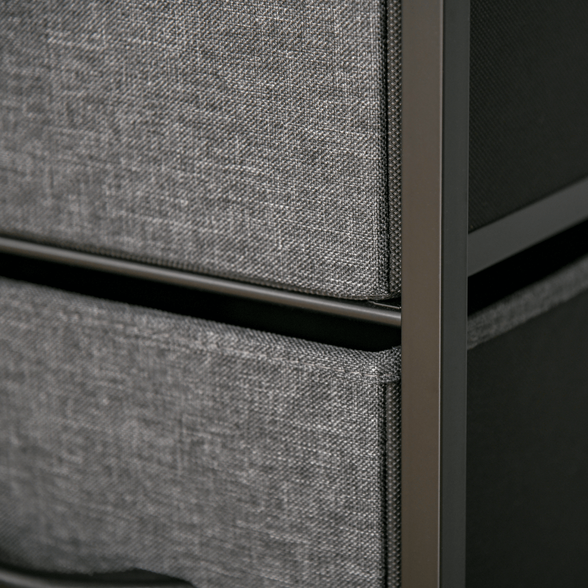 4-Drawer Fabric Storage Chest with Open Shelves in Black - JP Haus