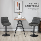 Set of 2 Adjustable Swivel Bar Stools – Grey PU Leather - JP Haus