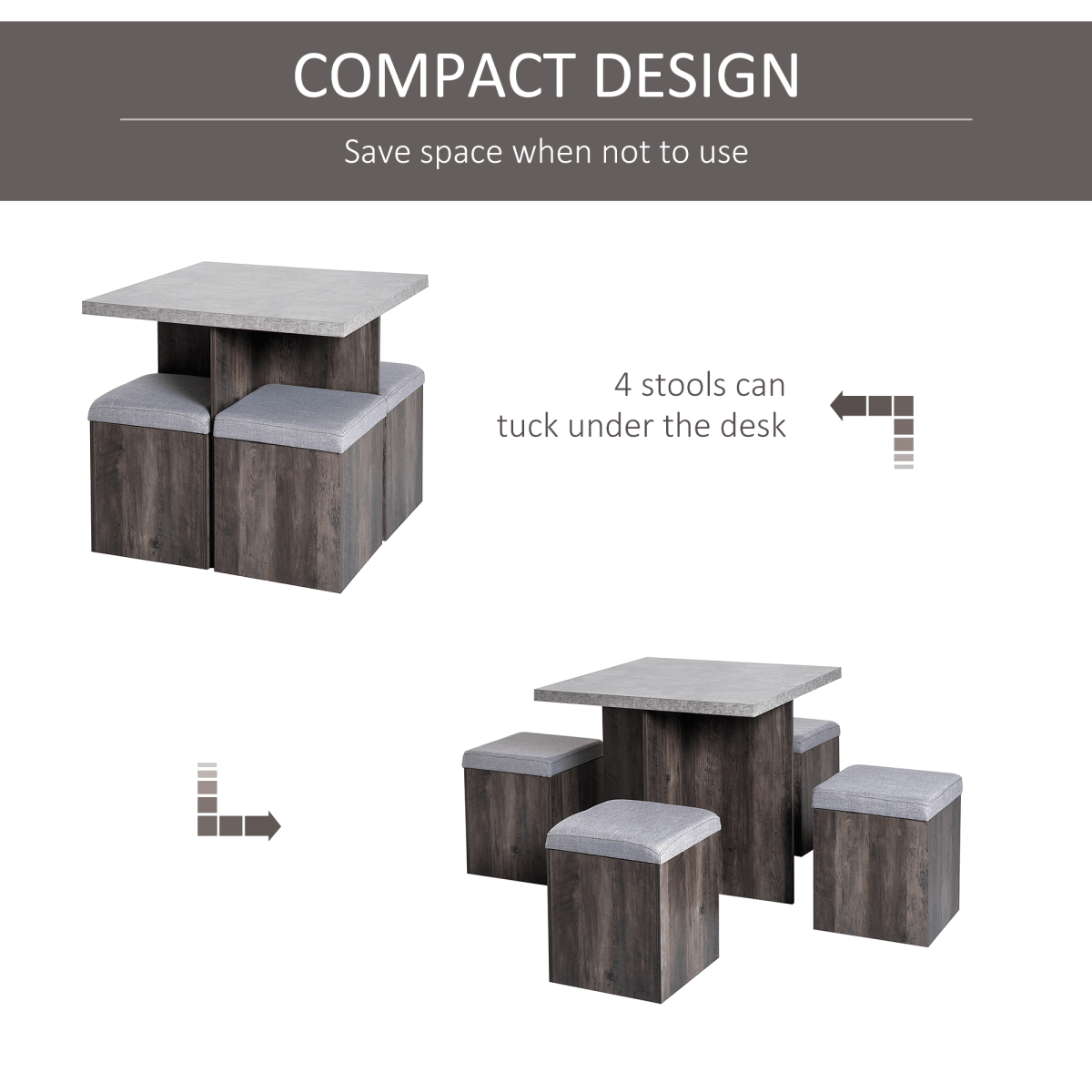 5-Piece Garden Dining Table Set – Grey - JP Haus