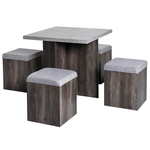 5-Piece Garden Dining Table Set – Grey - JP Haus