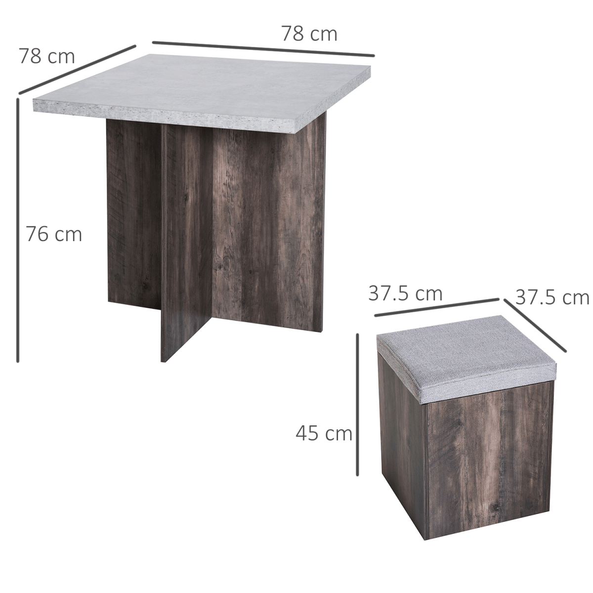 5-Piece Garden Dining Table Set – Grey - JP Haus