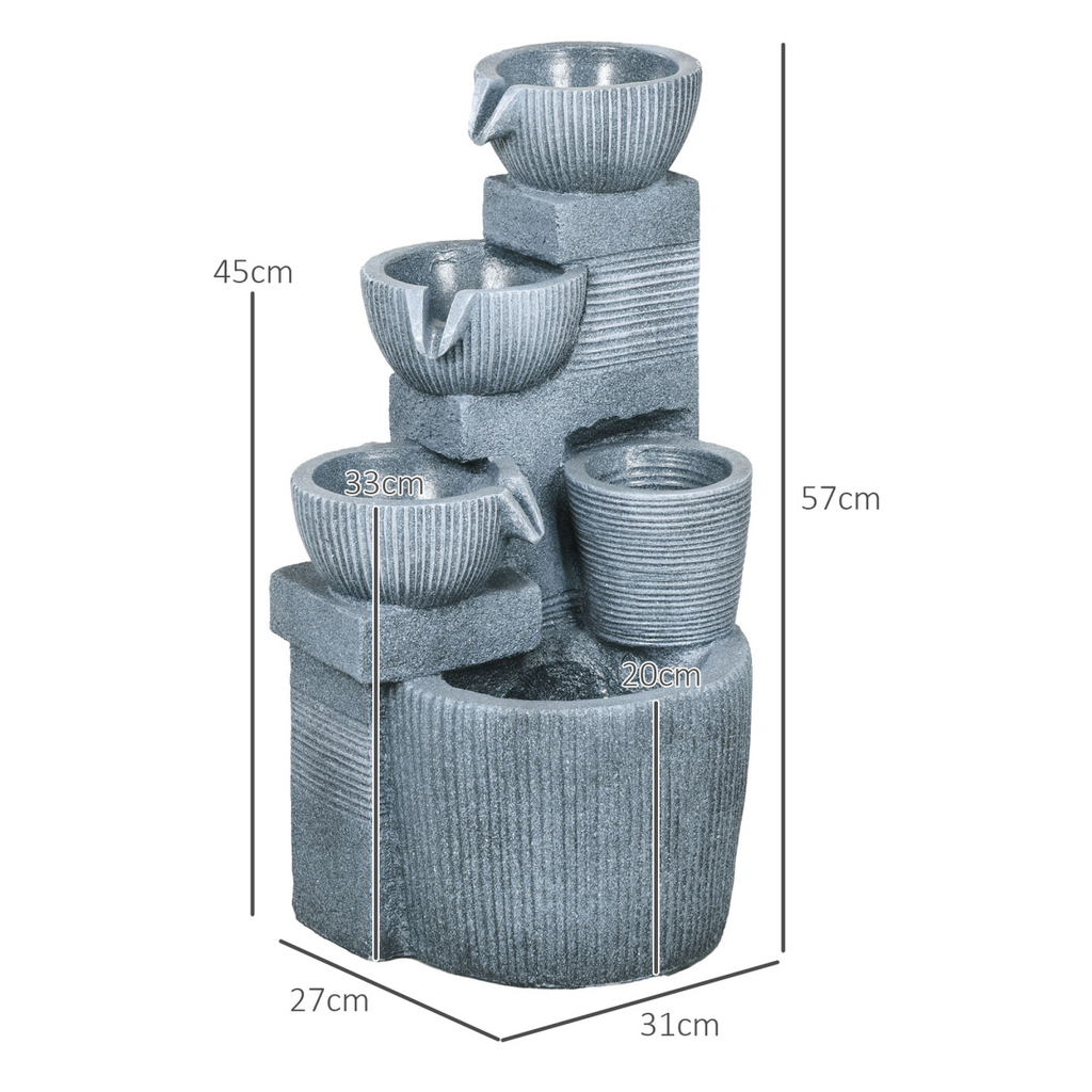 Solar LED Waterfall Garden Fountain – Dark Grey - JP Haus