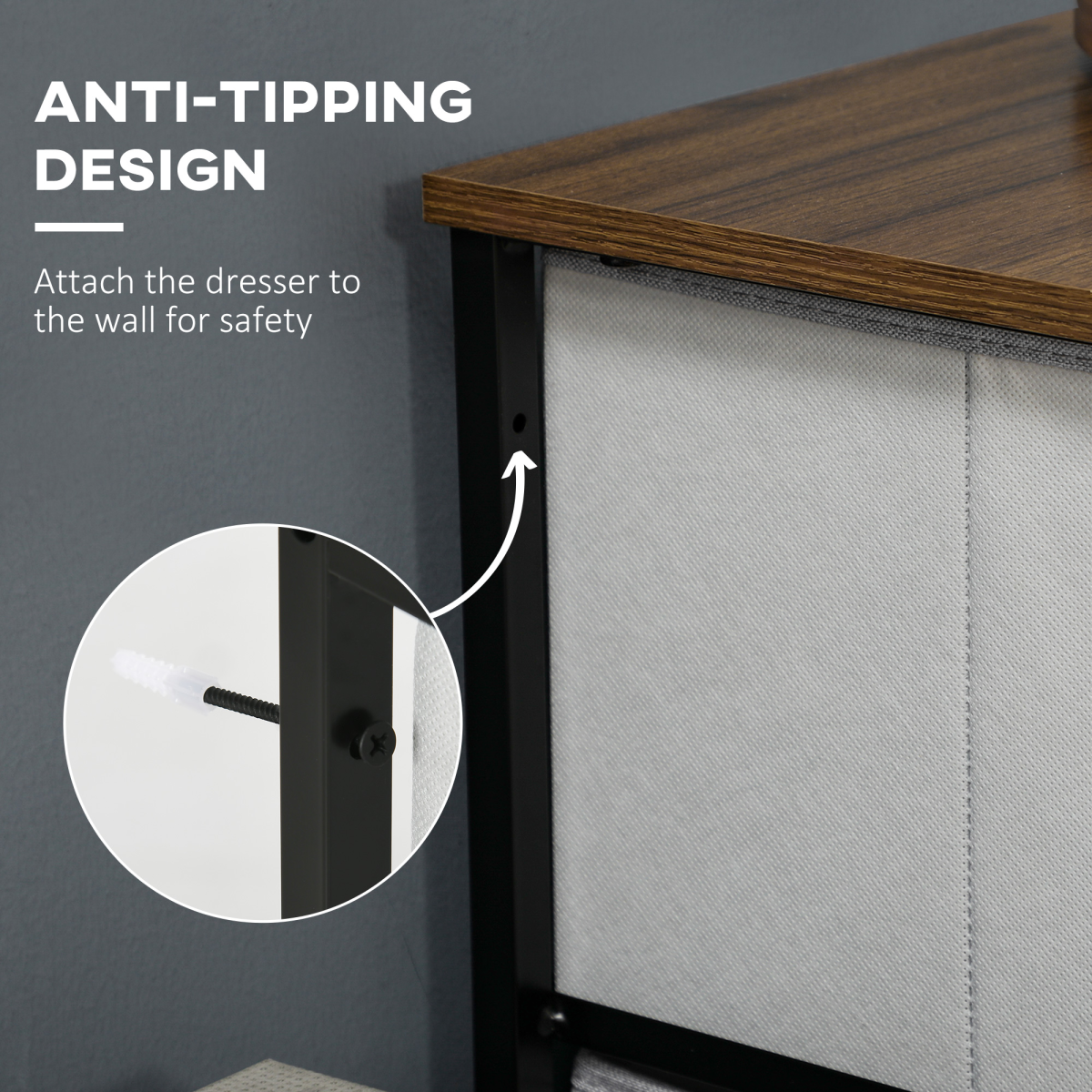 8-Drawer Fabric Storage Chest – Grey - JP Haus