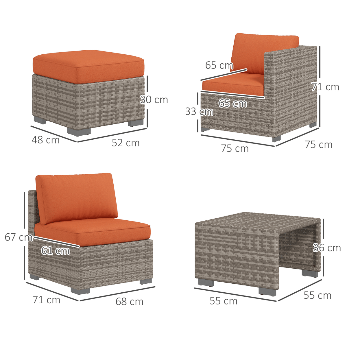 6-Seater Rattan Outdoor Sofa & Coffee Table Set - JP Haus