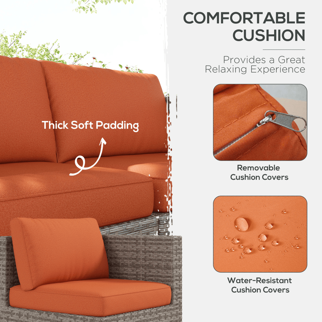 6-Seater Rattan Outdoor Sofa & Coffee Table Set - JP Haus