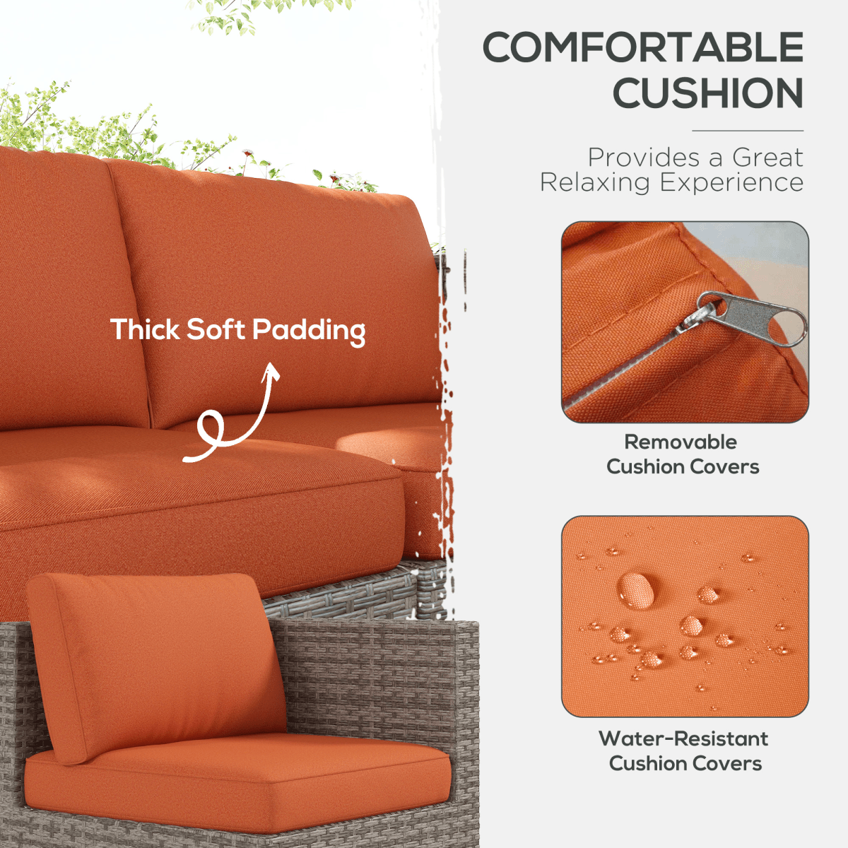 6-Seater Rattan Outdoor Sofa & Coffee Table Set - JP Haus