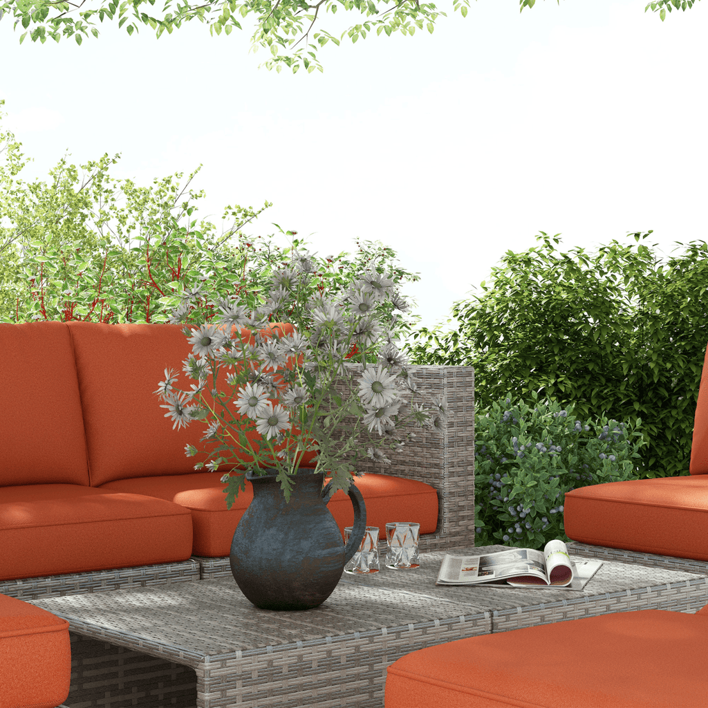 6-Seater Rattan Outdoor Sofa & Coffee Table Set - JP Haus