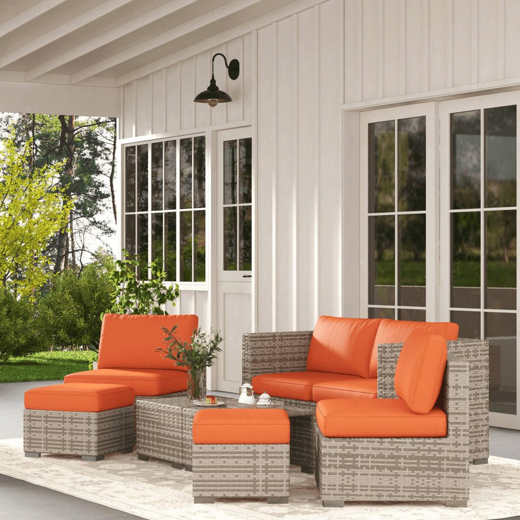 6-Seater Rattan Outdoor Sofa & Coffee Table Set - JP Haus