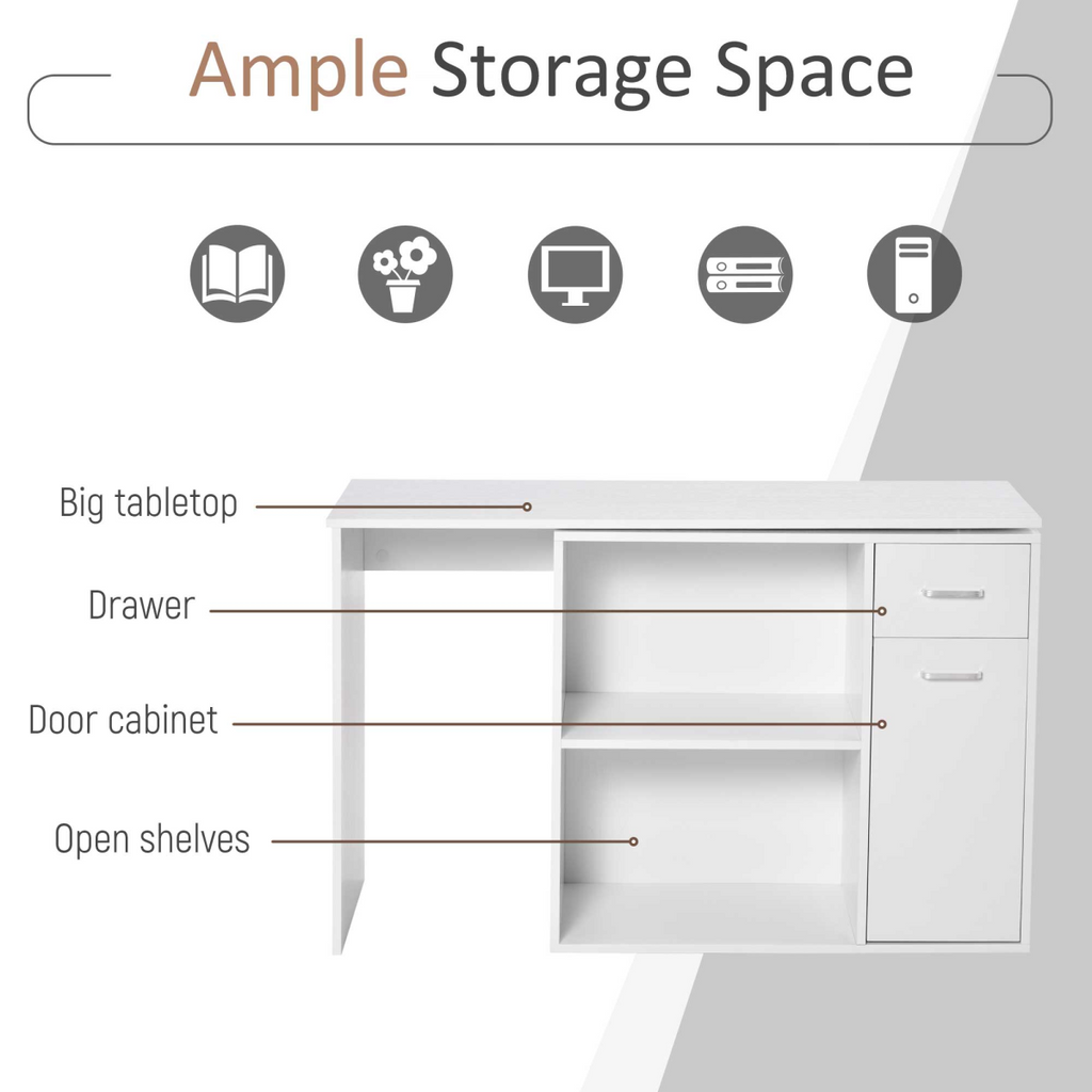 L-Shaped Rotating Computer Desk with 360° Rotation in White for Optimal Space Utilization - JP Haus