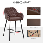 Set of 2 Retro PU Leather Bar Stools with Footrest - JP Haus