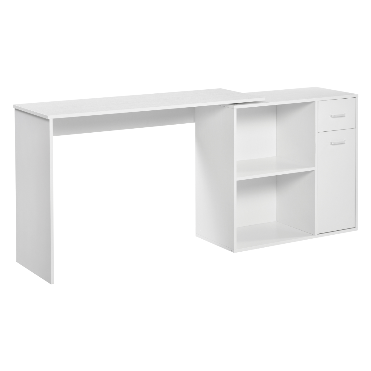 L-Shaped Rotating Computer Desk with 360° Rotation in White for Optimal Space Utilization - JP Haus