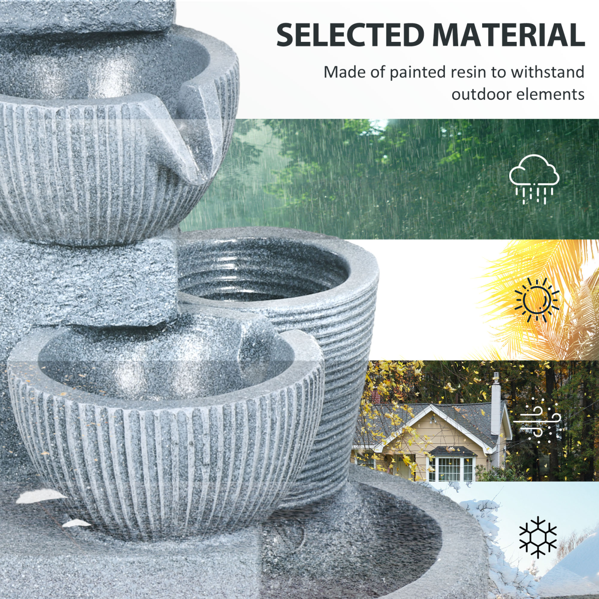 Solar LED Waterfall Garden Fountain – Dark Grey - JP Haus