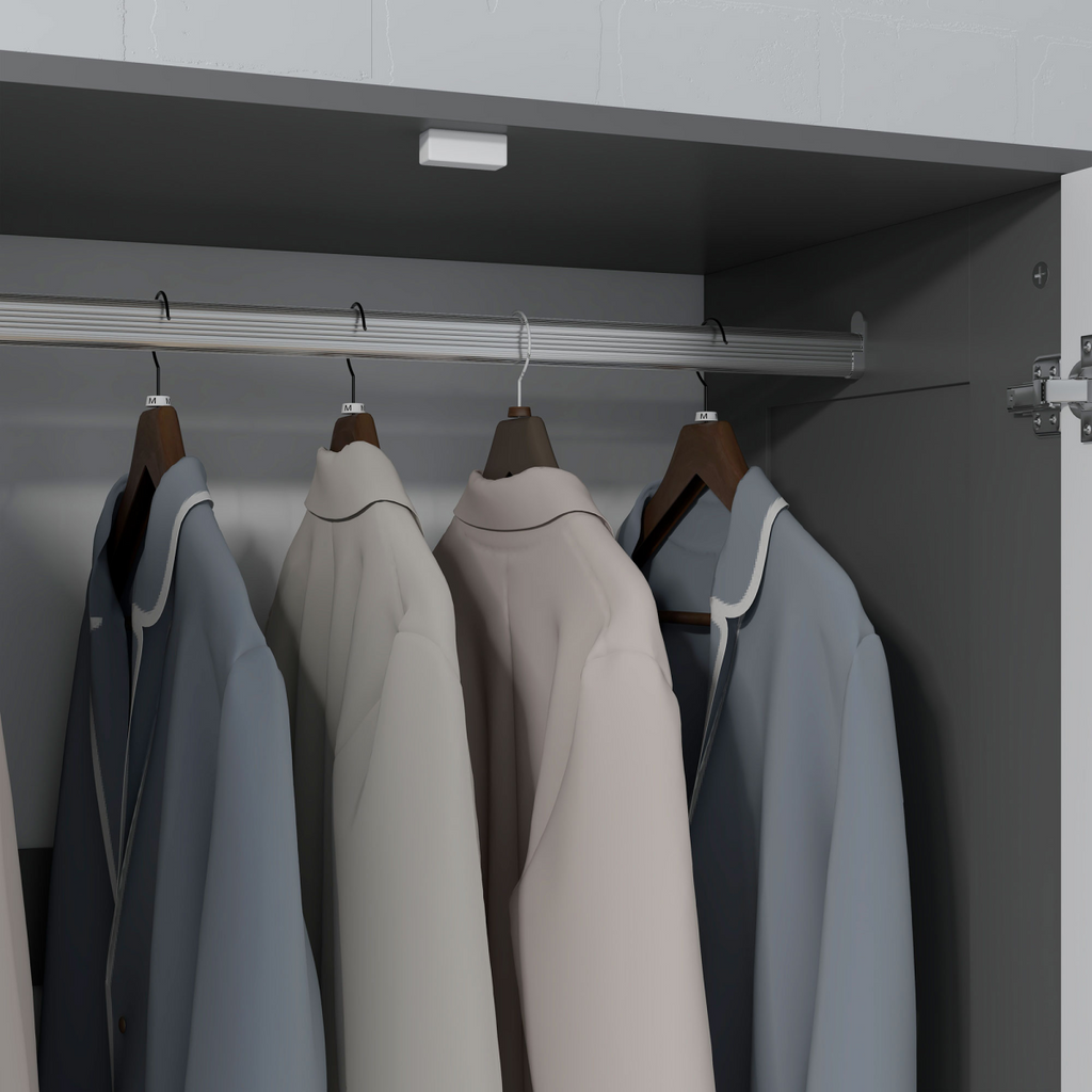 2-Door Wardrobe with 3 Drawers & Hanging Rail – Grey - JP Haus