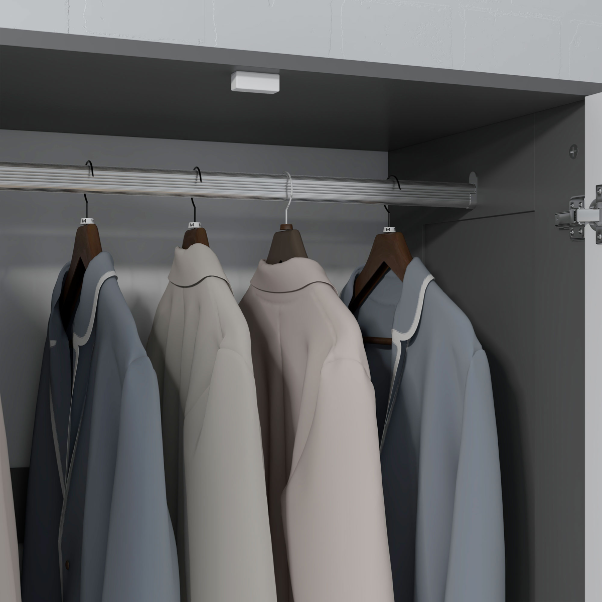 2-Door Wardrobe with 3 Drawers & Hanging Rail – Grey - JP Haus