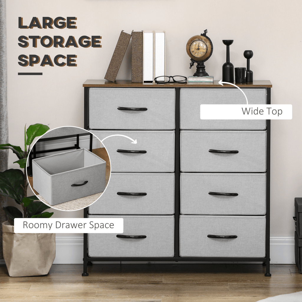 8-Drawer Fabric Storage Chest – Grey - JP Haus
