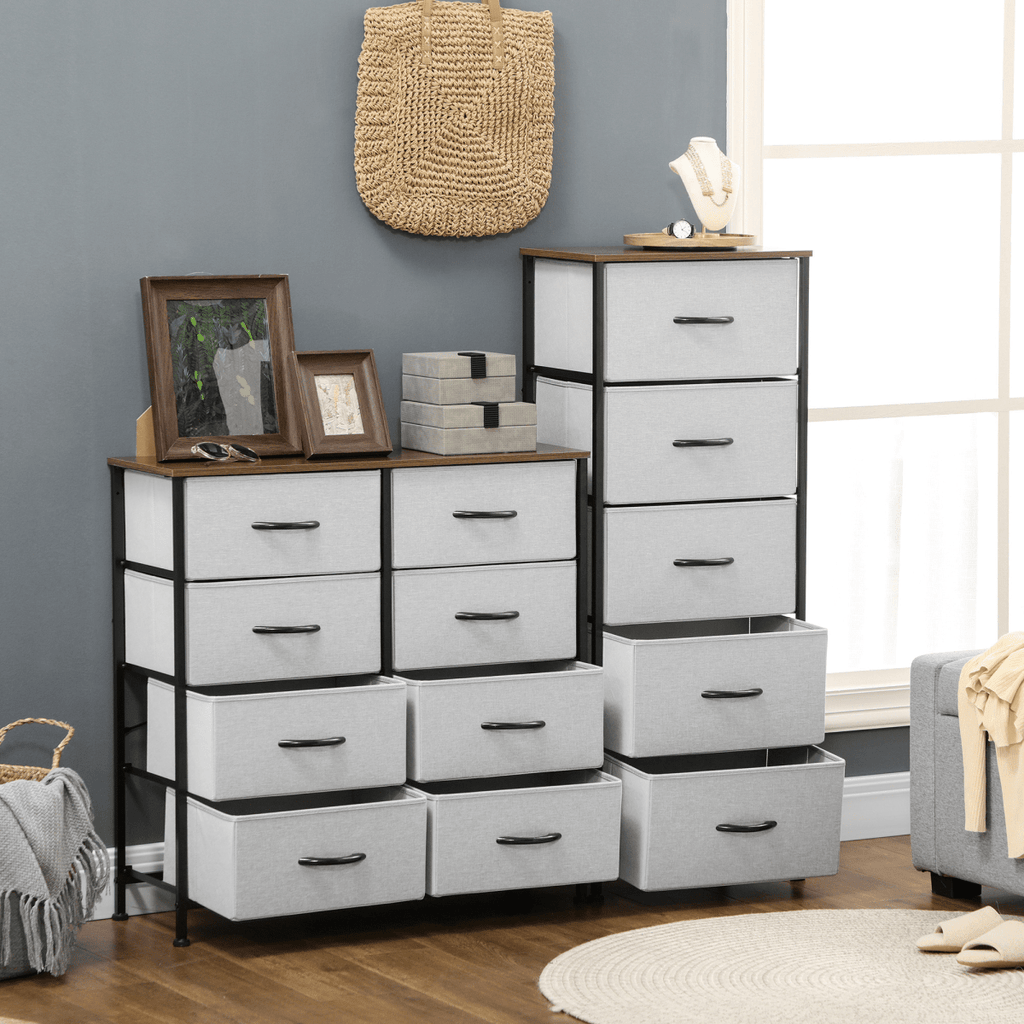 8-Drawer Fabric Storage Chest – Grey - JP Haus