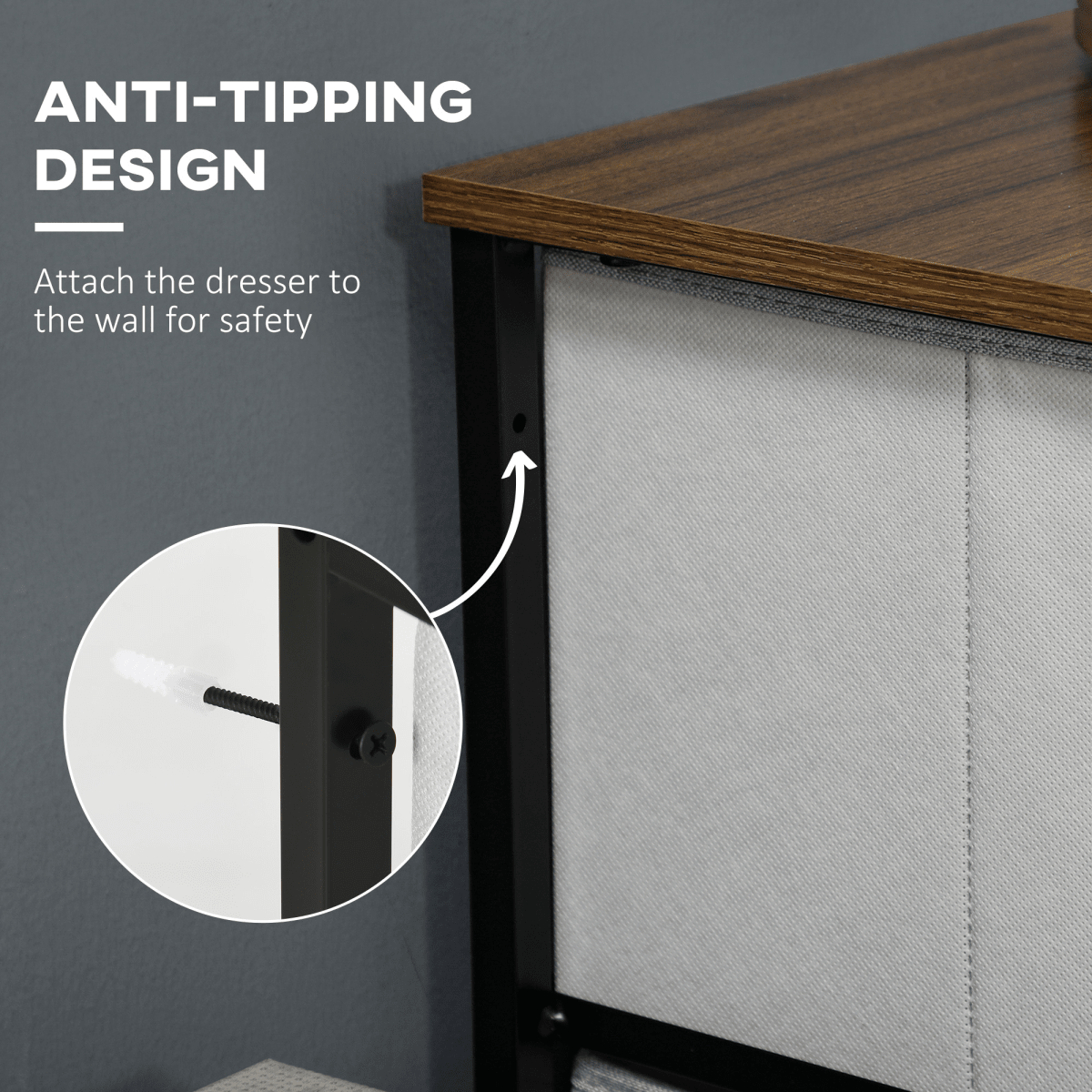 8-Drawer Fabric Storage Chest – Grey - JP Haus