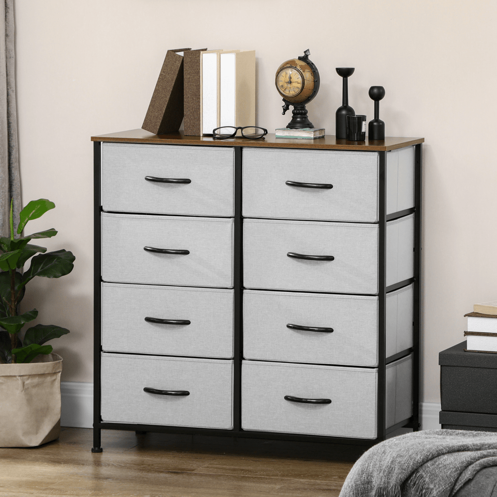 8-Drawer Fabric Storage Chest – Grey - JP Haus
