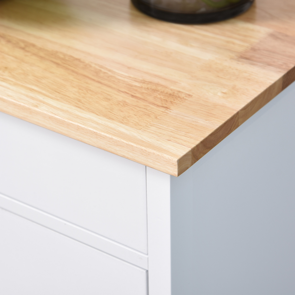 White MDF Kitchen Storage Trolley with Drawer & Shelves - JP Haus