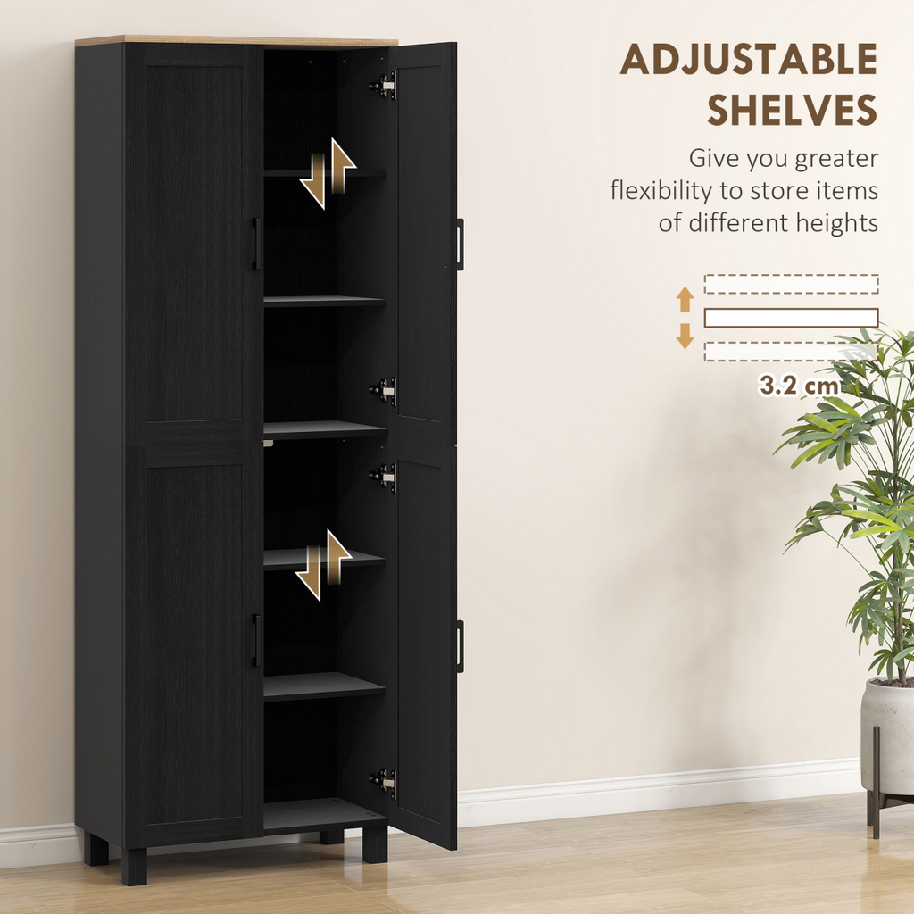 4-Door Kitchen Storage Cabinet with Adjustable Shelves – Black - JP Haus