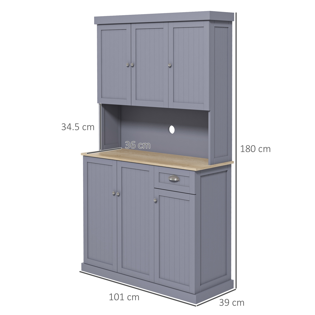 Kitchen Storage Cabinet with Adjustable Shelves – Grey - JP Haus