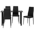 Glass & Steel Dining Table Set for 4 – Black - JP Haus