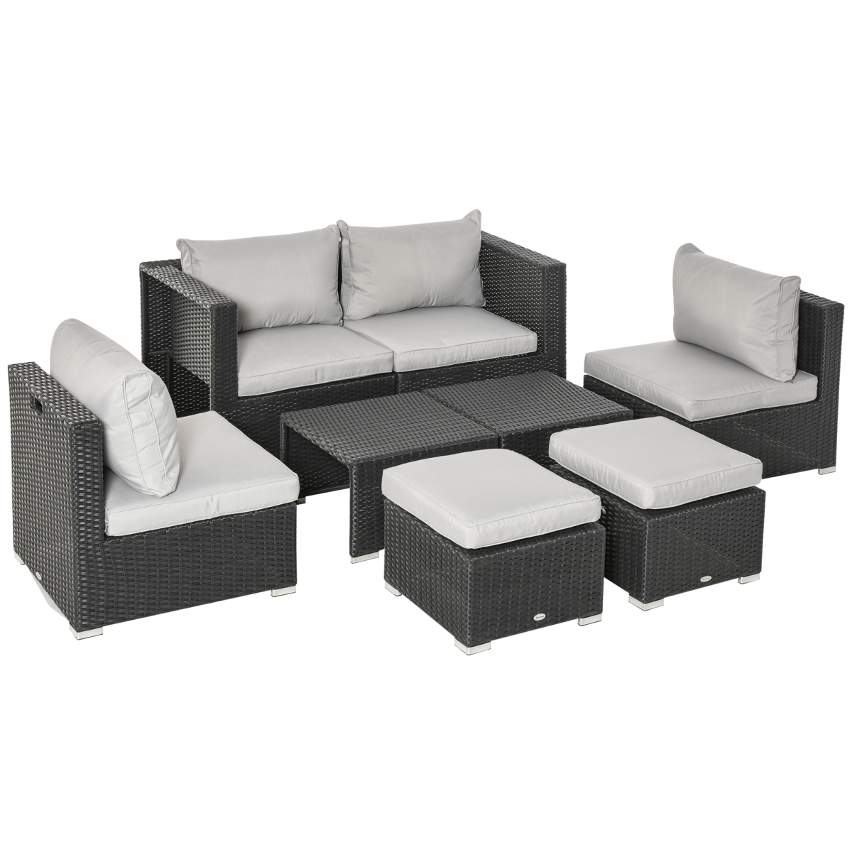 6-Seater Rattan Outdoor Sofa & Coffee Table Set - JP Haus