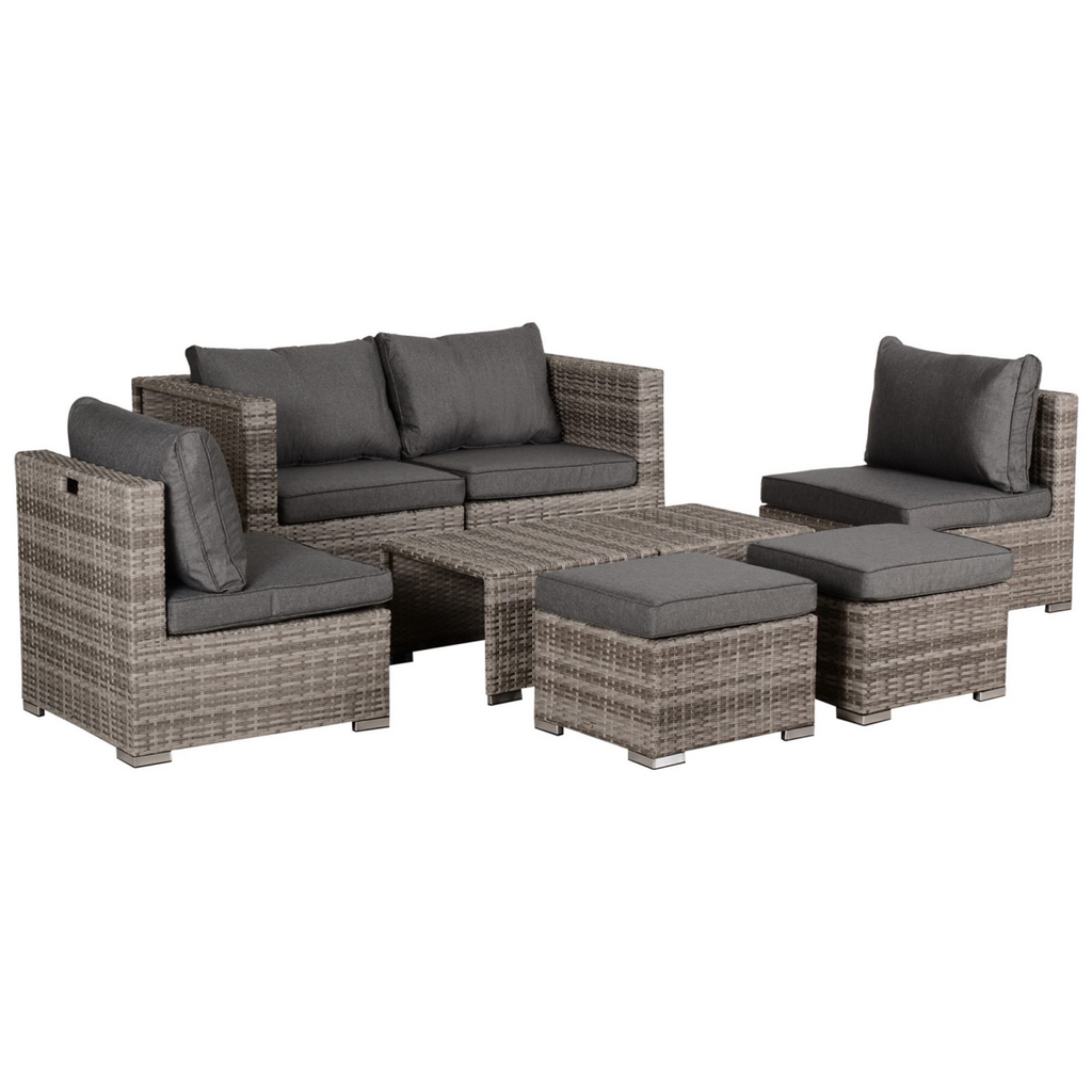6-Seater Rattan Outdoor Sofa & Coffee Table Set - JP Haus