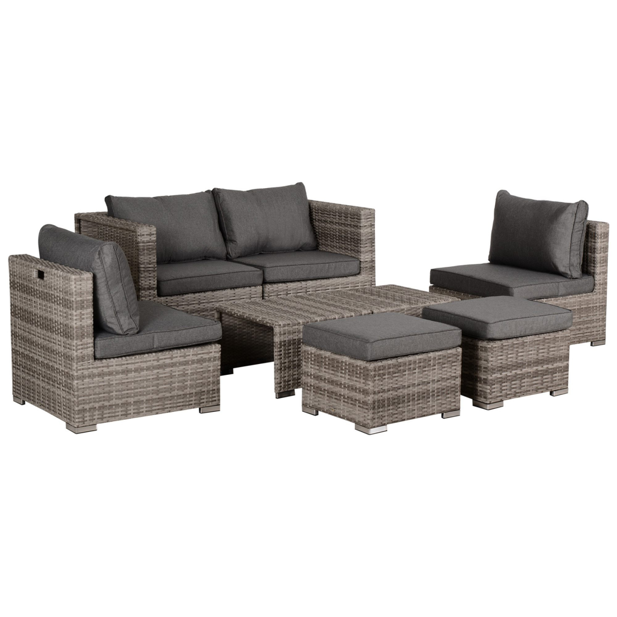6-Seater Rattan Outdoor Sofa & Coffee Table Set - JP Haus