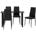 Glass & Steel Dining Table Set for 4 – Black - JP Haus