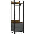 Industrial Clothes Rail with Drawers – Rustic Brown and 2 Fabric Drawers - JP Haus