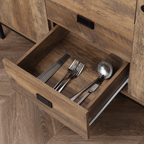 Industrial Sideboard with Cabinets and Drawers - 2 Cabinets & 3 Drawers in Distressed Brown - JP Haus