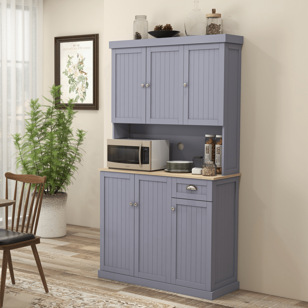 Kitchen Storage Cabinet with Adjustable Shelves in Grey - JP Haus
