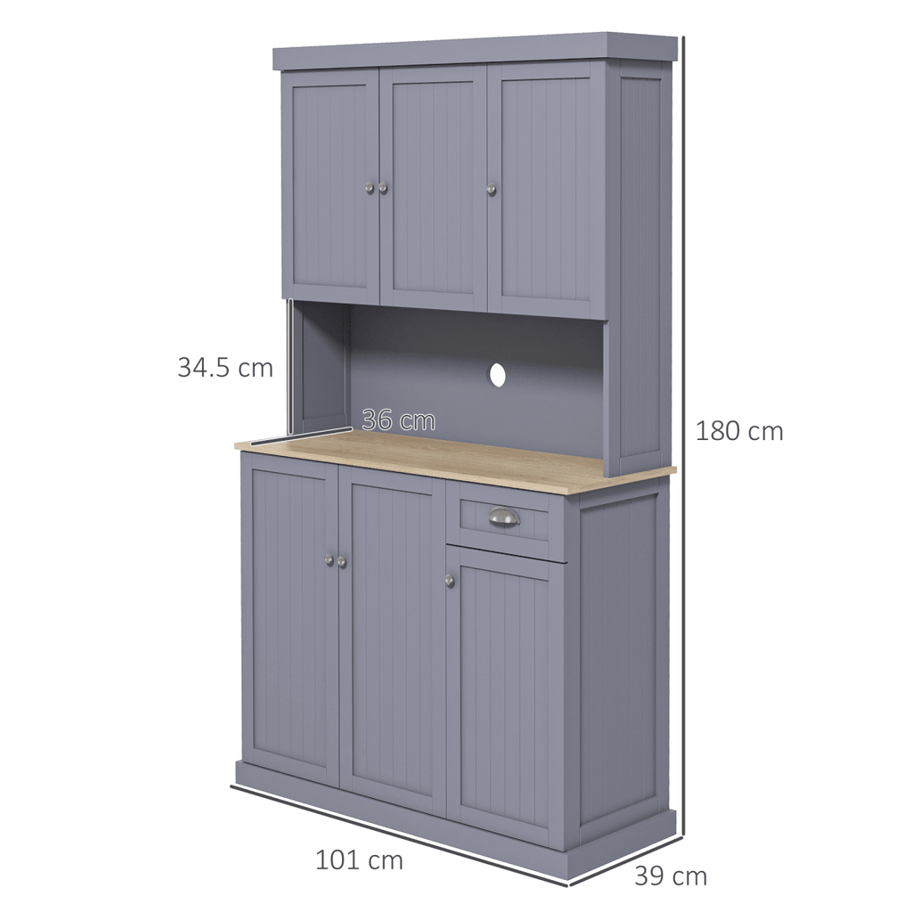 Kitchen Storage Cabinet with Adjustable Shelves in Grey - JP Haus