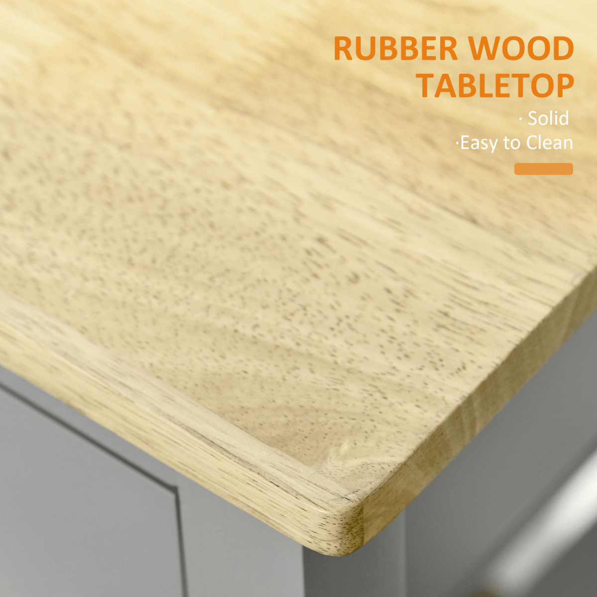 Kitchen Trolley on Wheels with Rubberwood Worktop and Towel Rack for Easy Mobility - JP Haus