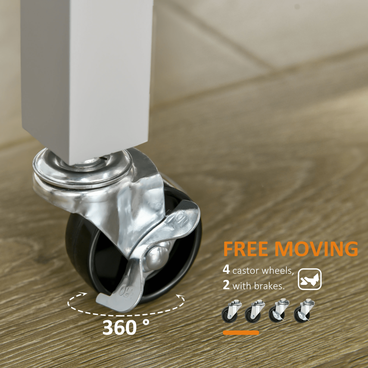 Kitchen Trolley on Wheels with Rubberwood Worktop and Towel Rack for Easy Mobility - JP Haus