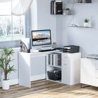 L-Shaped Rotating Computer Desk with 360° Rotation in White for Optimal Space Utilization - JP Haus