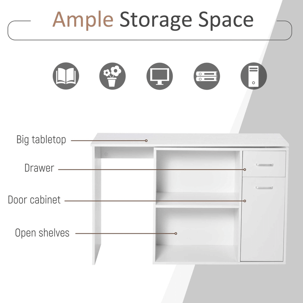 L-Shaped Rotating Computer Desk with 360° Rotation in White for Optimal Space Utilization - JP Haus