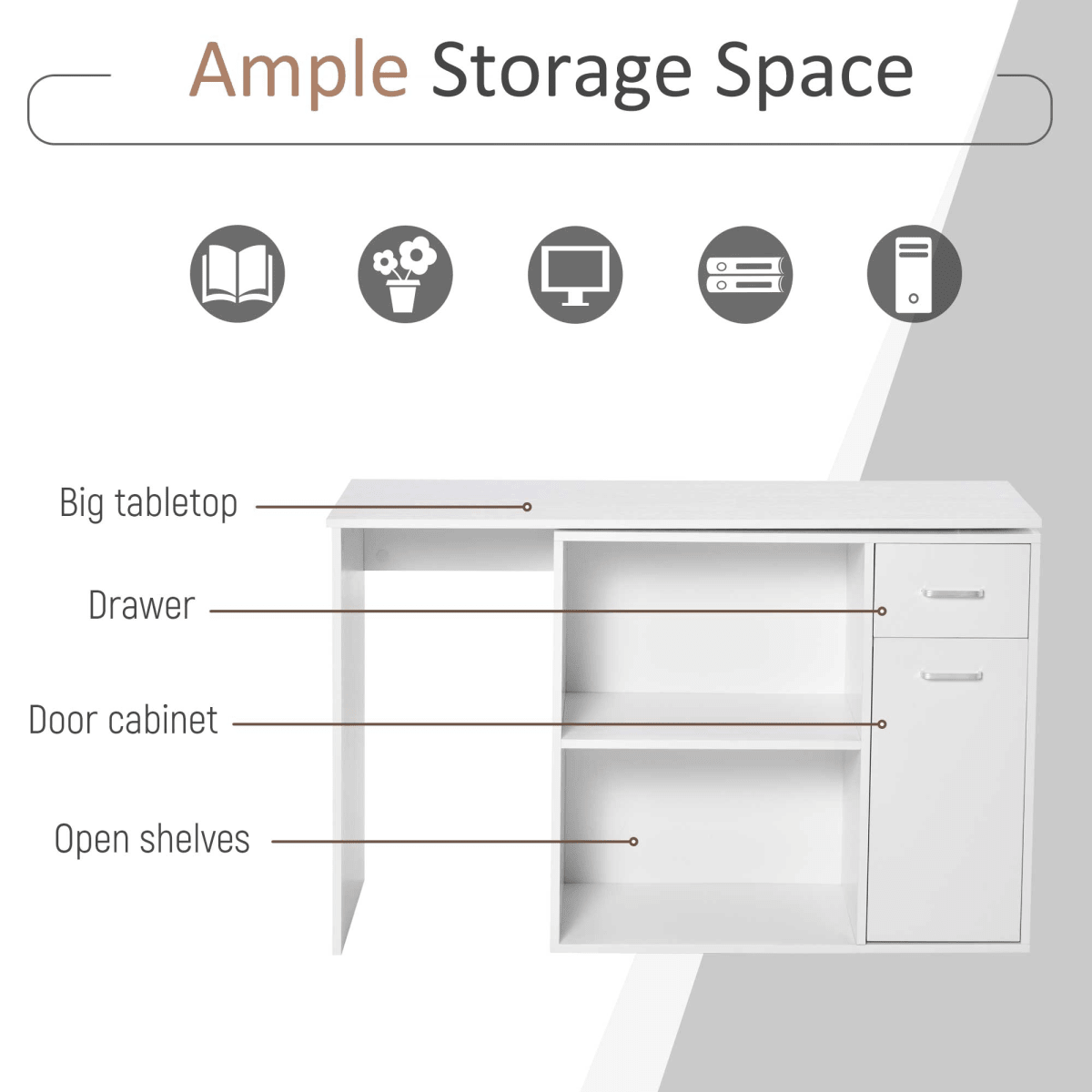 L-Shaped Rotating Computer Desk with 360° Rotation in White for Optimal Space Utilization - JP Haus